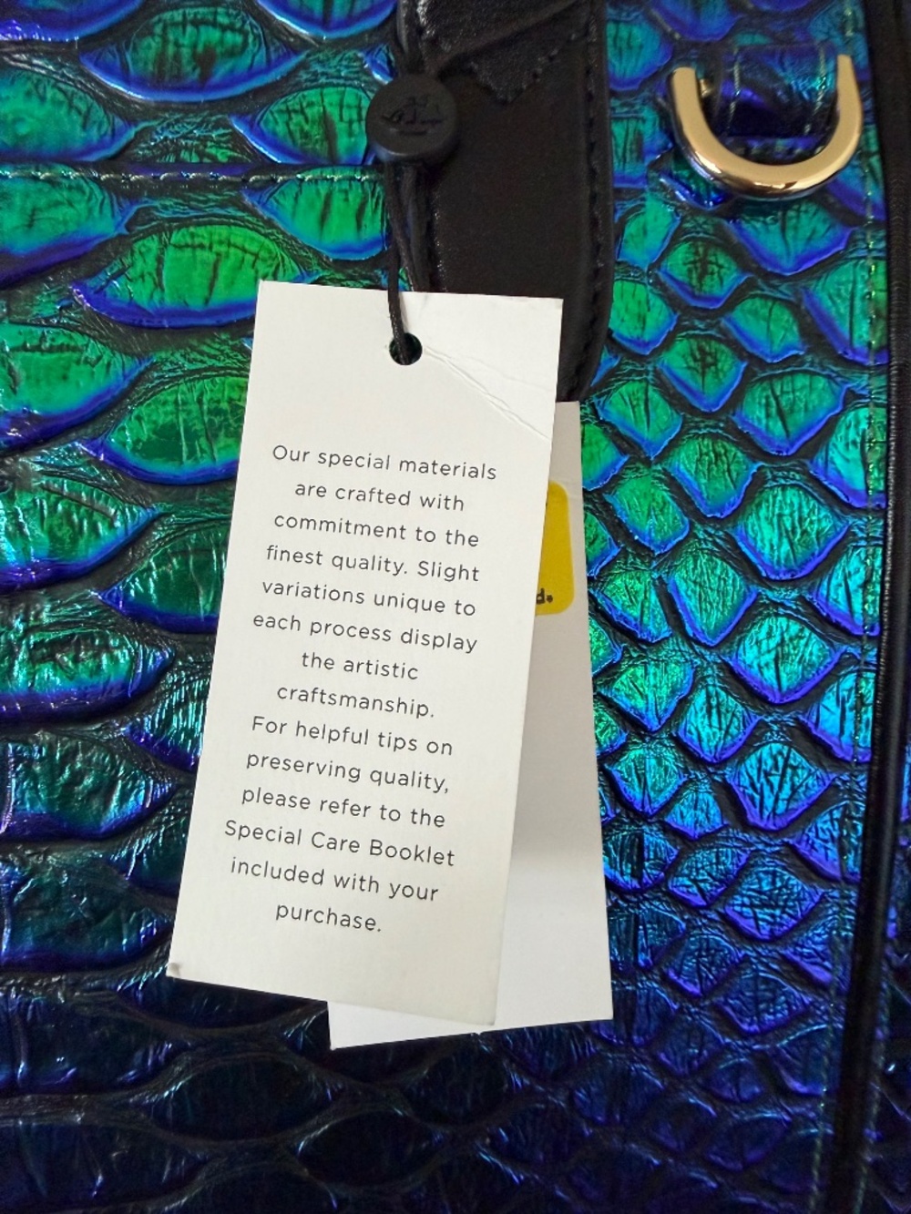 ๐๐ NWT Brahmin Emerald Lulia Caroline Metallic Blue Green Snake Print Bag ๐๐ - Picture 14 of 16